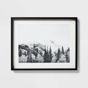 Threshold Studio McGee Foggy Mountains Framed Wall Art 30x24 Black Landscape